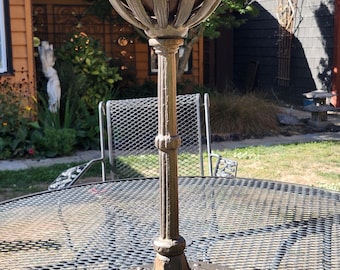Antique Art Nouveau Garden Patio Torchiere Lamp Cast Bronze Copper Dragonflies