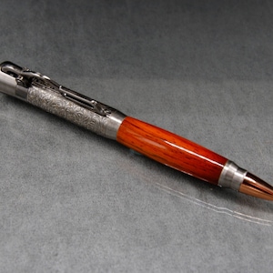 Cocobolo Wood Lever Action Pen with Antique Nickel Trim
