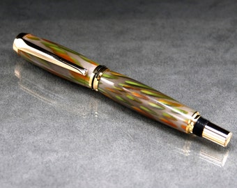 Snakeskin Acrylic Navigator Rollerball Pen with Gold plated trim