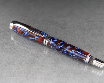 Flecked Autumn Conway Stewart Rollerball Pen with Platinum Trim