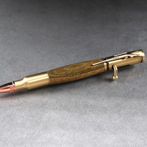 Lignum Vitae Bolt Action-pen met antiekkoperen afwerking