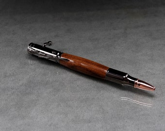 Bolivian Rosewood Bolt Action Pen with Gunmetal trim