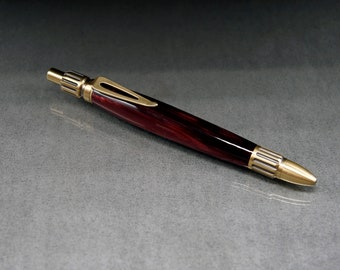 Bordeaux Acrylic Everyday Carry Pen with Antique Brass trim