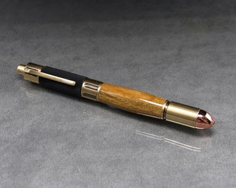 Lignum Vitae Revolver Pen with Antique Brass trim