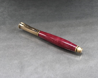 Purpleheart Wood Pen with Antique Brass trim