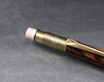 Bocote wood Mechanical Pencil with Antique Brass trim
