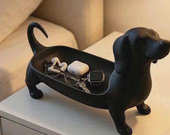 Dachshund Catchall Tray, Wiener Dog Jewelry Dish, Dog Lover Gift, Doxie Desk Organizer, Key and Ring Holder, Cute Sausage Dog Decor