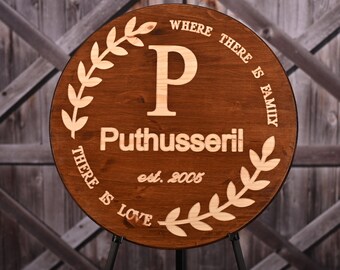 Personalizzato 24 in cerchio pino famiglia nome parete appeso