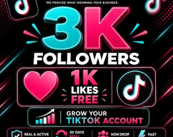 TikTok Growth Package | 3K Followers, 1K Likes (Digital Download)