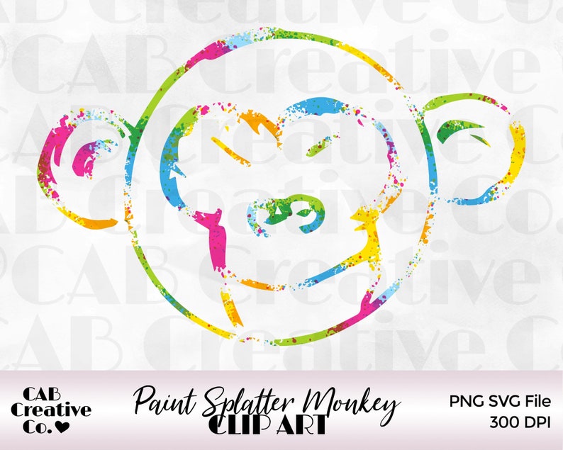 Download Paint Splatter Monkey Clip Art Rainbow Monkey Clip Art Etsy