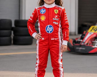 Kids Racing Suit, Red Go Kart Suit for Boys & Girls, Custom Karting Race Suit, Personalized Motorsport Outfit, Kids Racer Gift