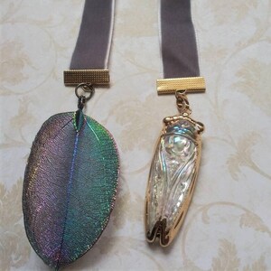 Cicada velvet bookmark-nature bookmark-cicada and leaf-book lovers gift bild 1