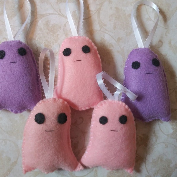 Ghost ornaments-pastel colored ghosties-pink and purple ghost Halloween ornaments-ghost decor-girlie ghosts