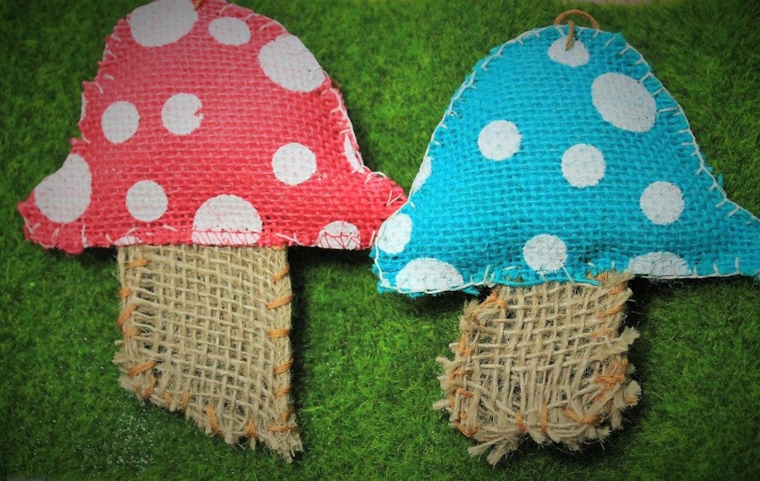 Handmade Mushroom Ornamentsburlap Etsy