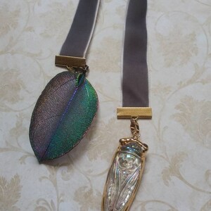 Cicada velvet bookmark-nature bookmark-cicada and leaf-book lovers gift bild 8
