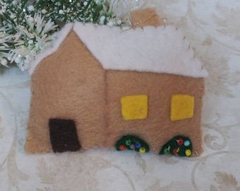 Christmas ornament-Cottage ornament-Handmade felt-country Christmas-holiday decor-gift-unbreakable ornament-stocking stuffer-house