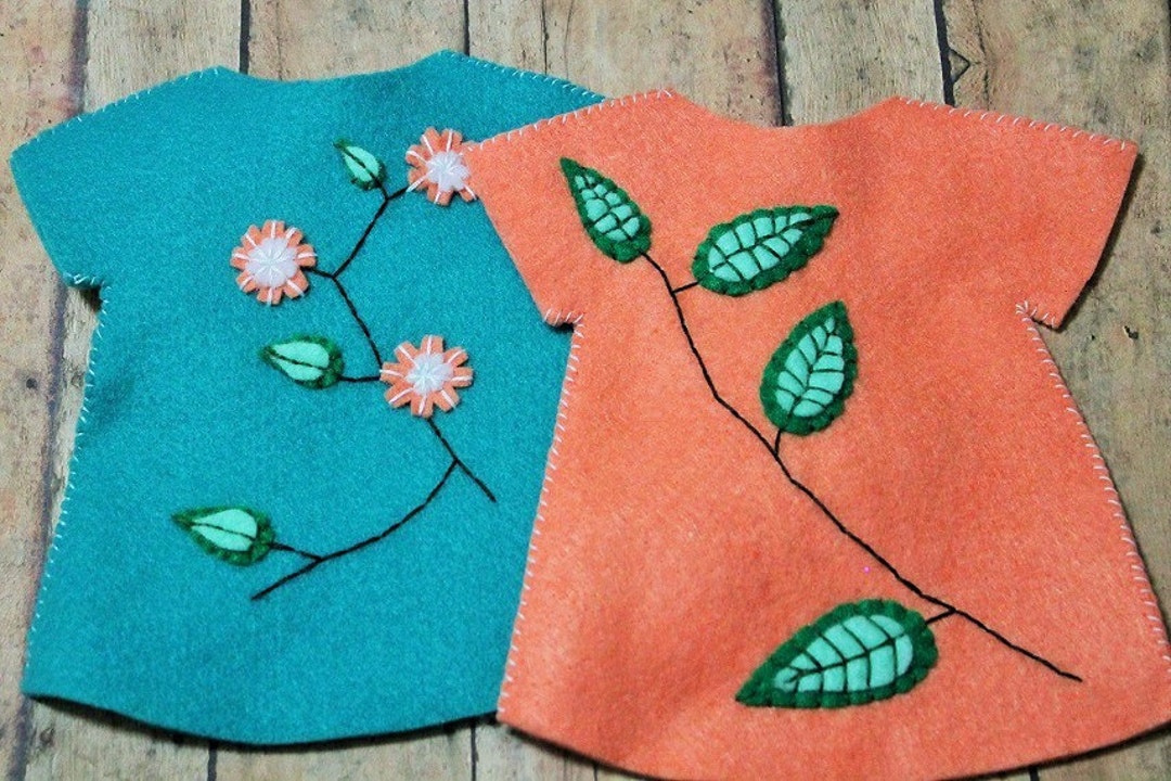 Felt Friends Dress Setset of 2 Handmade Felt Dressesfloral Dress Set Etsy