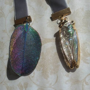 Cicada velvet bookmark-nature bookmark-cicada and leaf-book lovers gift bild 6