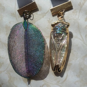 Cicada velvet bookmark-nature bookmark-cicada and leaf-book lovers gift bild 7