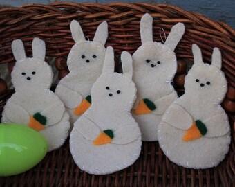 Handmade felt easter bunny ornaments