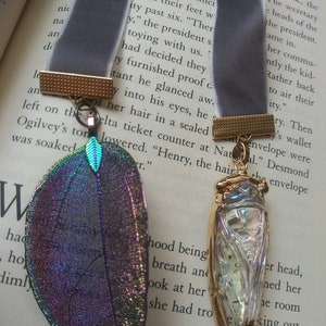 Cicada velvet bookmark-nature bookmark-cicada and leaf-book lovers gift bild 3