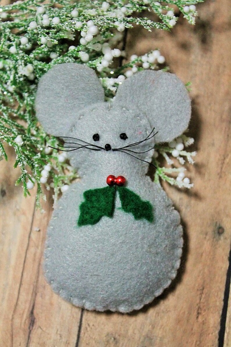 Felt Mouse Ornamentsfelt Micechristmas Ornamentsholiday Etsy