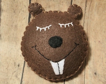 Felt Beaver Ornament-Beaver-Woodchuck-Handmade felt ornament-Christmas ornament-woodland animals