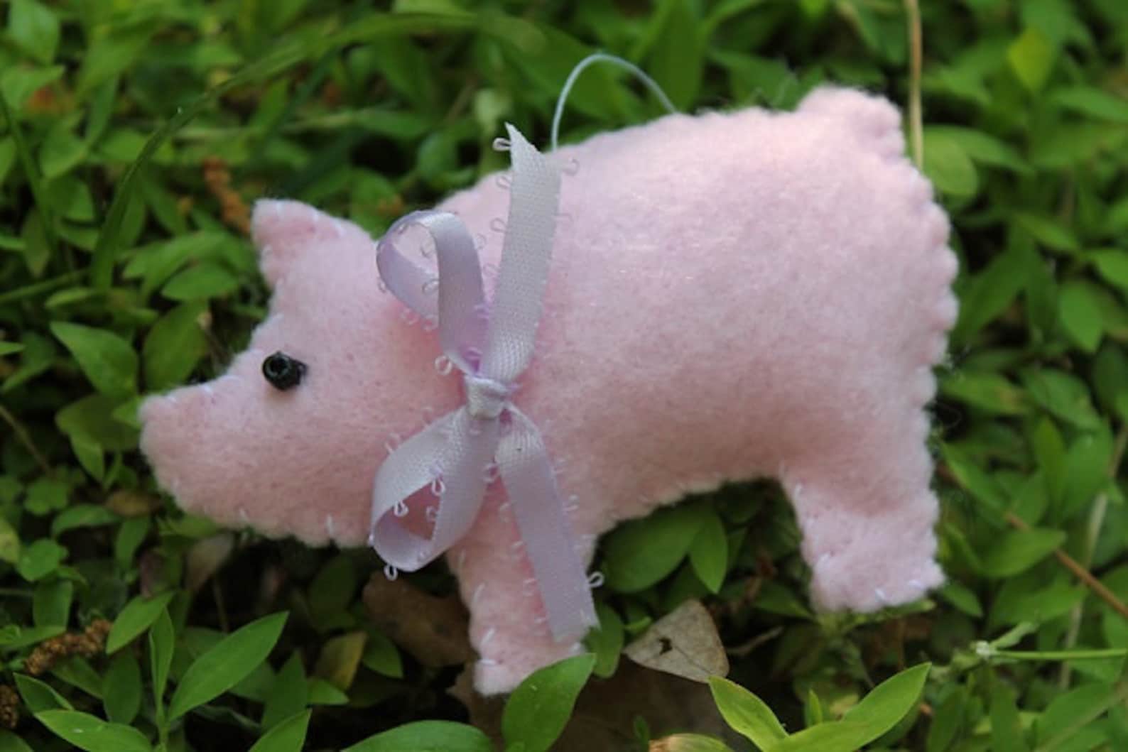 Pig Ornamentsfelthandmade Felt Country Pigset of 3 Etsy