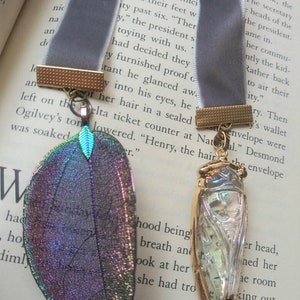 Cicada velvet bookmark-nature bookmark-cicada and leaf-book lovers gift bild 2