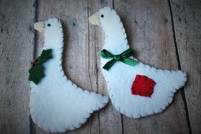 Felt Goose Ornamentsset of 2 Christmas Geesehandmade Felt Etsy