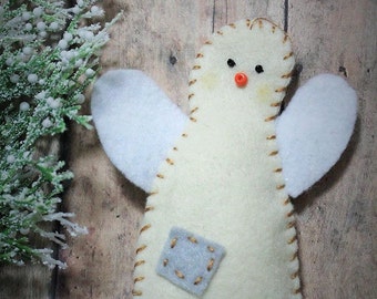 Angel snowman ornament-Handmade felt Christmas ornament-Holiday gift-country decor-angel ornament-unbreakable felt ornament
