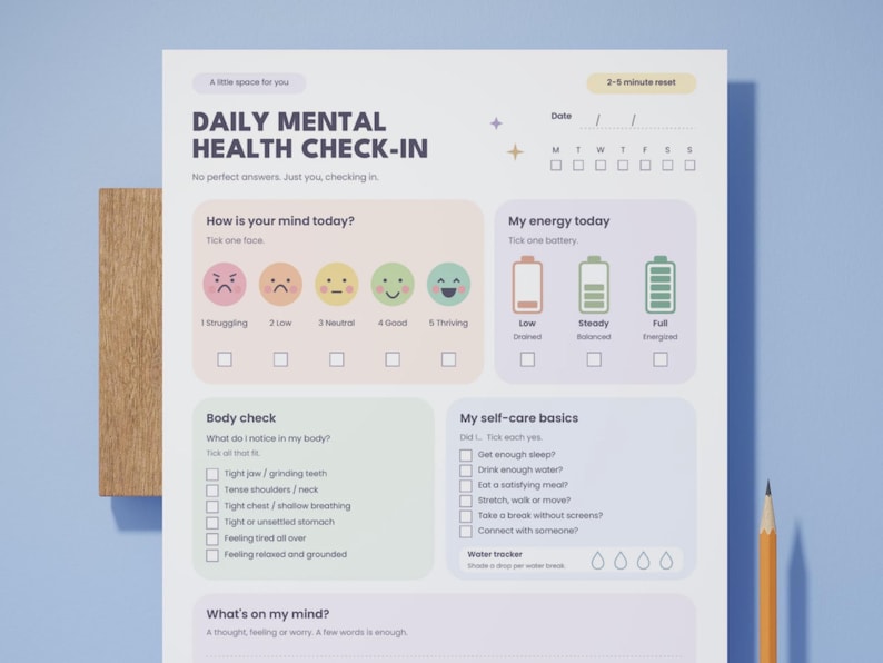 Teen Mental Health Check in Printable, Anxiety Coping Skills Sheet ...