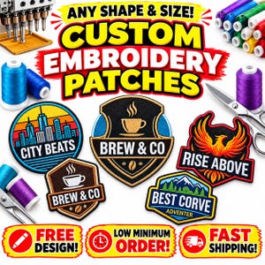 Custom Embroidery Patches | Personalized Logo & Name Designs | Iron On Jacket Badge | Bulk Order