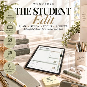 Student Planner, Digital Academic with Assignment Tracker and Exam Prep