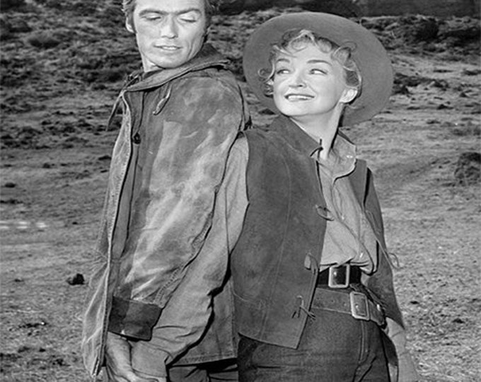 Clint Eastwood & Nina Foch in Cowboy Western TV Show Rawhide 1959..8X10 Print