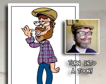 Digital Custom Cartoon Portrait - Sunday Comic Strip Style Caricature - Download Only