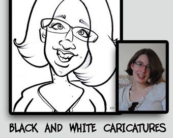 Funny Black & White Caricature, 11x14