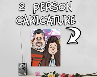2 Person Color Caricature - 11x14 Cartoon Portrait