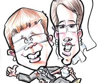 Funny Color Custom Caricatures From Photograph 11"x14"