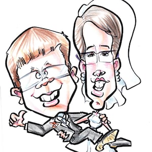 Funny Color Custom Caricatures From Photograph 11"x14"