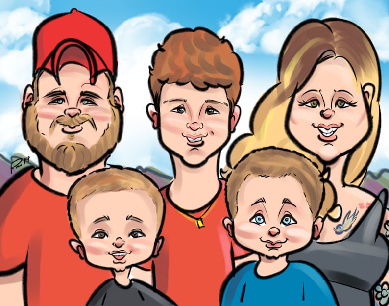 Group /& Family Caricature Portraits 11x14