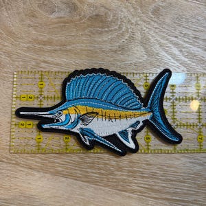 Swordfish big embroidered iron in patch: