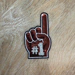 Number #1 finger sequins patch: football patch