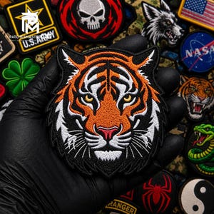 Aufnäher mit Tigerkopf, wildes Tiermotiv für Jacke oder Rucksack