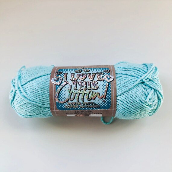 Super Soft AQUA SPARKLE 1 skein I Love This Cotton Yarn by Hobby Lobby