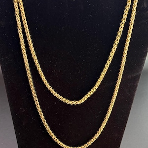 Vintage Heavy Monet 48" Continuous Wheat Chain Necklace, Heavy Gold Plated 86.76g Clasp-less Spiga Statement Chain, Chunky Estate Jewelry