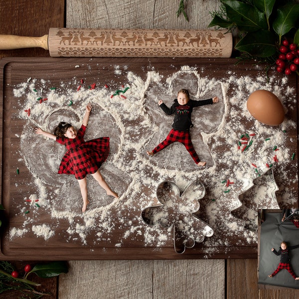 Baker's Angels - Flour Angel Digital Background Collection for PS & PSE - Holiday Digital Backdrops - Christmas Digital Backdrops