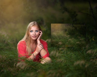 INSTANT DOWNLOAD- Green Grasses Warm Glow- Spring Digital Background for Ps & Pse - Digital Backdrop - Photoshop - Photoshop Composite