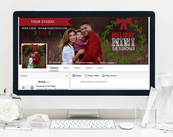 INSTANT DOWNLOAD - Wreath Facebook Mini Session Marketing Templates for Photoshop and PSE