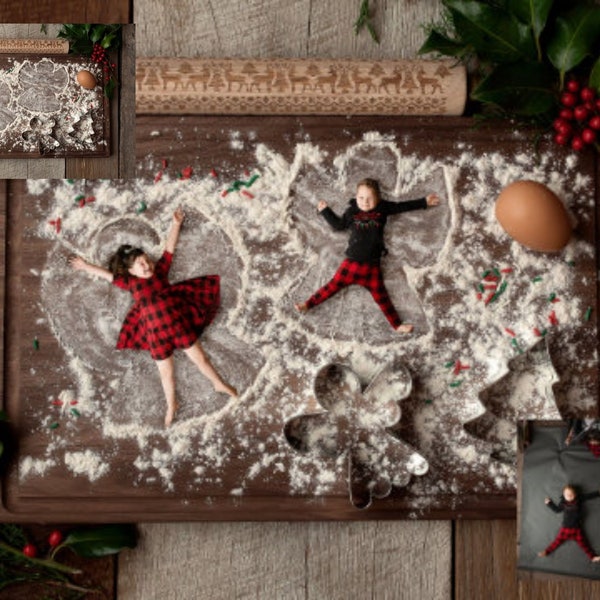 INSTANT DOWNLOAD - Baker's Angels - Flour Angels Digital Background for Ps & Pse - Holiday Digital Backdrops - Christmas Digital Backdrops